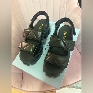 Prada Monolith Nappa Leather Sandals
